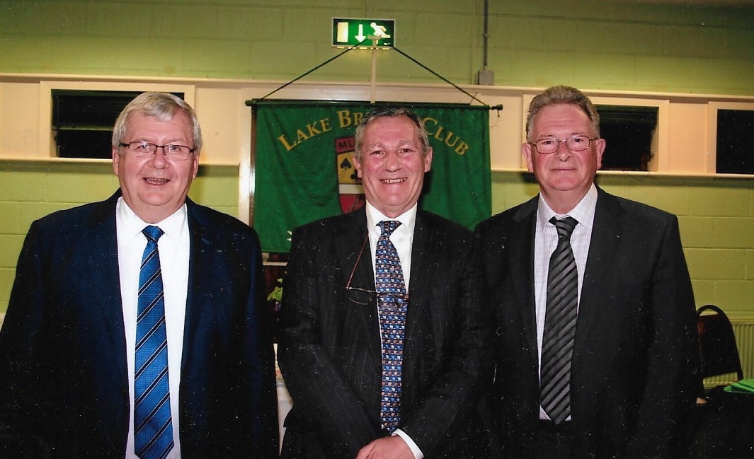 Lake Bridge Club 2017 President's Prize Winners, Gerry O’Gorman and Tony O’Sullivan with President , John Butler (centre)