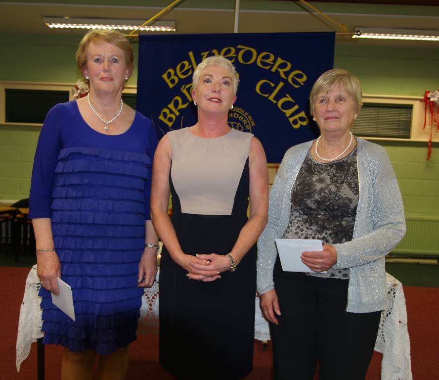 Belvedere Bridge Club President, Patricia Boyhan with the winners of the gross prize, Carmel Maher & Monica Harris