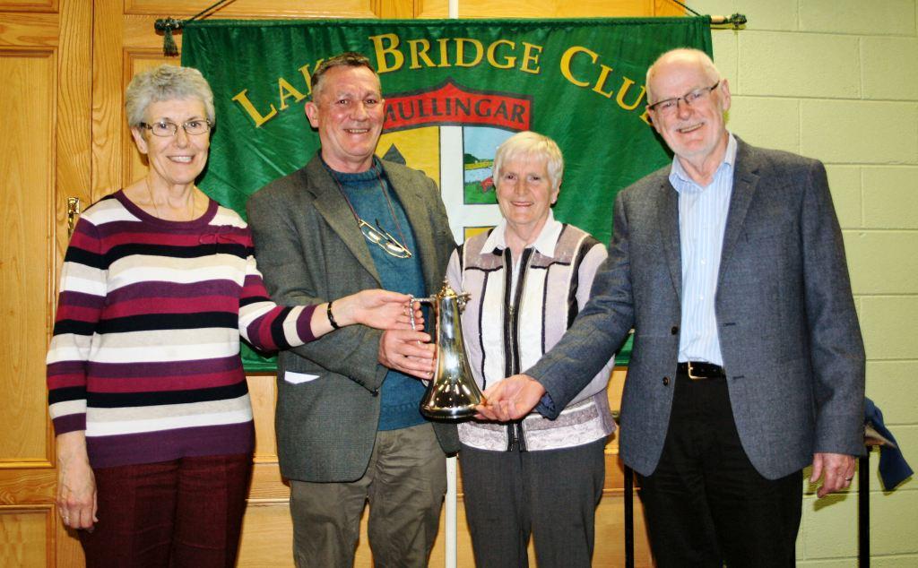Winners of the Founder's Trophy, Mary Savage, Rosemary Isdell and John Smyth wit the Lake Club President, John Butler