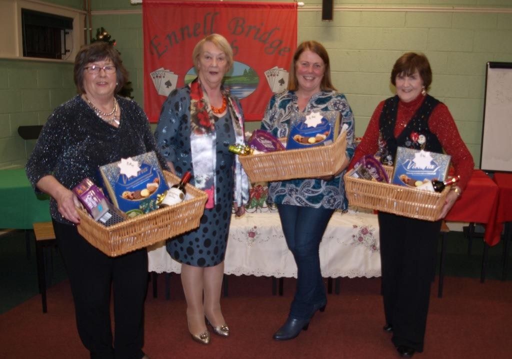 3rd Prize winners: Marie Fraser, Louise Mc Gonigle and Olive Graham, with President Chris Gallagher. missing from photot Audrey Mc Loughlin