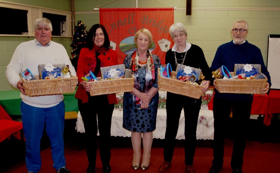 2nd Prize winners:Eamonn Bray and Margaret Culkin, Judith Campbell Ricketts and Pat Donoghue with President Chris Gallagher