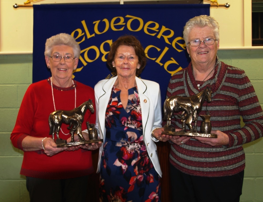 Presidents Prize winners, Mary Fagan & Patricia Bruton with Eileen Leavy President Belvedere bridge club (centre)